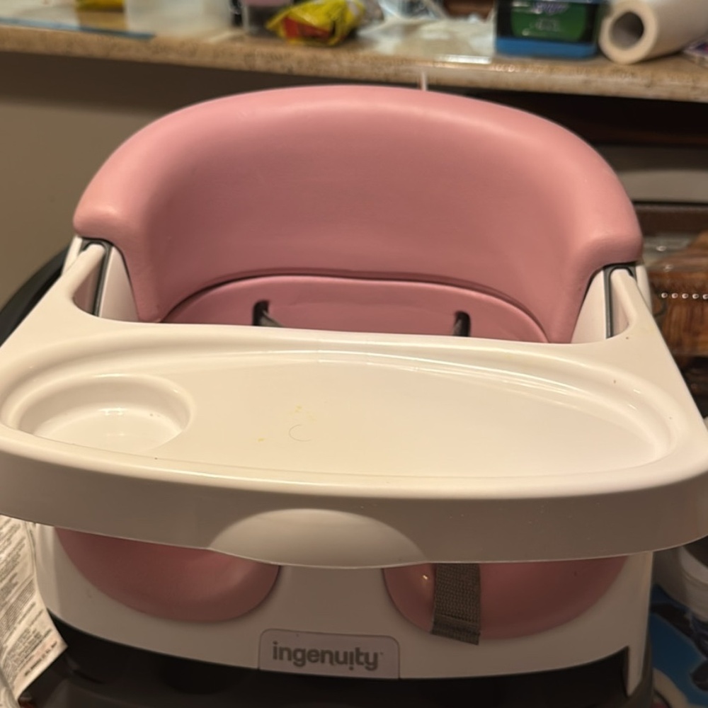 Ingenuity Baby Base 2-in-1 Booster Feeding and Floor Seat with Self-Storing Tray
